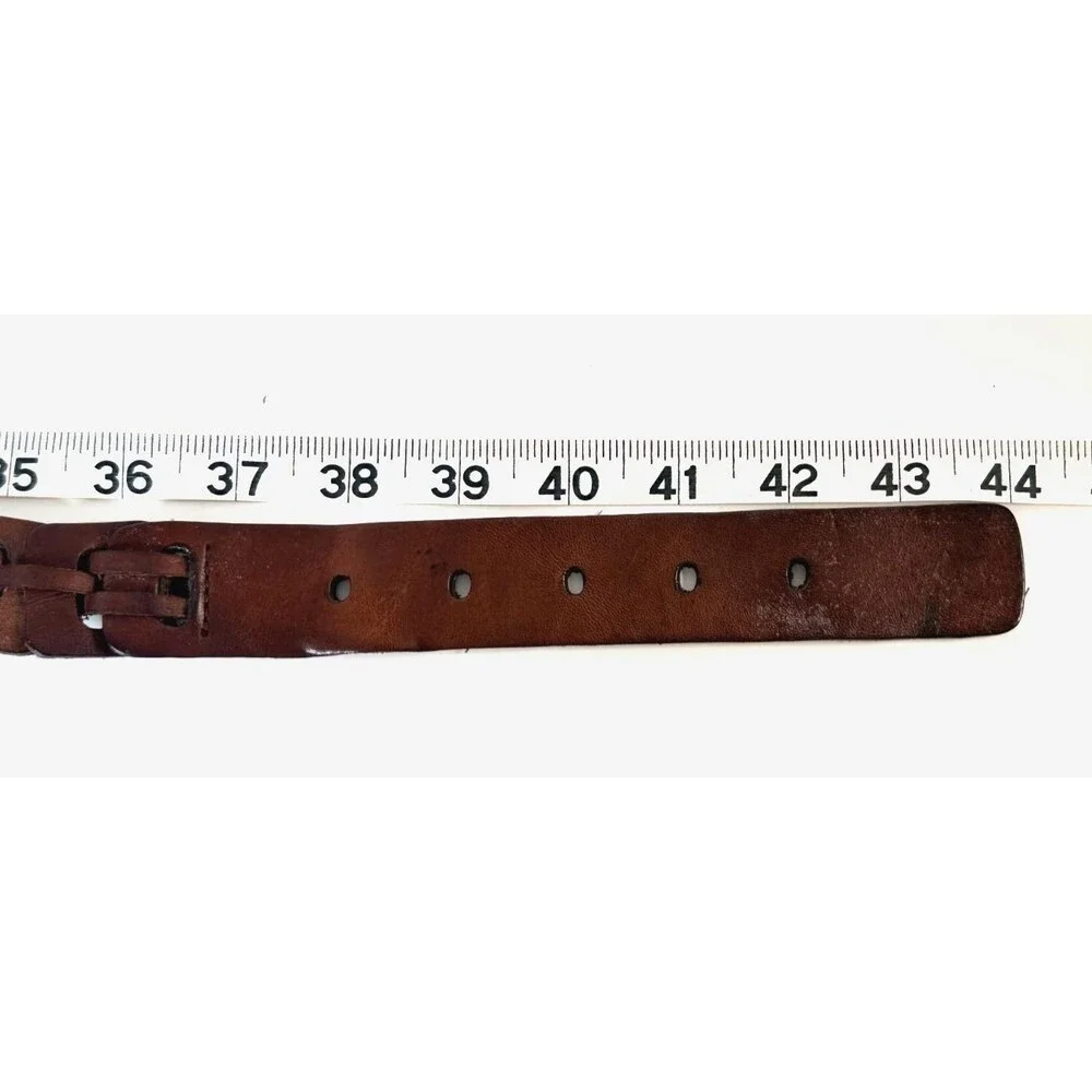 Linked Laced Leather Ladder Belt Western Rodeo Office Y2K Boho Hippie VTG Sz38
